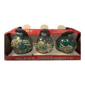 Vintage 1996 Green Bay Packers Hand-Painted Ornaments (6) Coby Glass Products